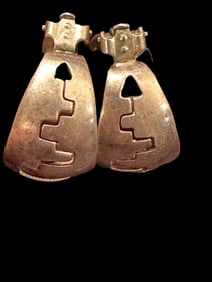 L.A. Willie Native American Signed Sterling Clip Earrings