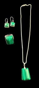 Native American Sterling and Malachite Jewelry Set