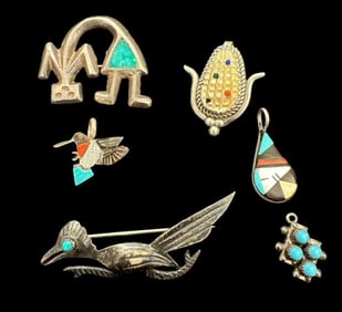Native American Pins and Pendants Zuni and Navajo