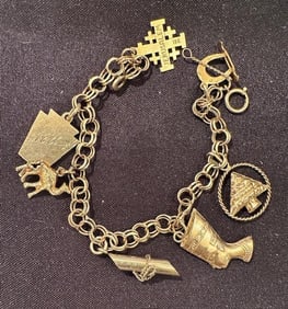 Mixed Karat Gold Travel Charm Bracelet 10k, 14k and 18K