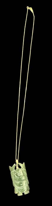 Chinese Carved Jade Pendant On 14K Gold Chain