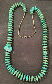 Navajo Turquoise Necklace With Bear Fetish