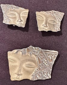 Mexico Sterling Art Nouveau Style Pin and Earrings