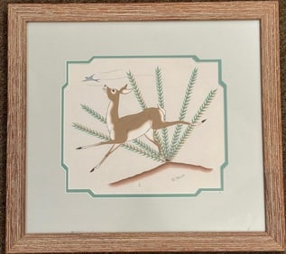 Original R. Treas (1930-1969) Watercolor - Mescalero Apache Artist