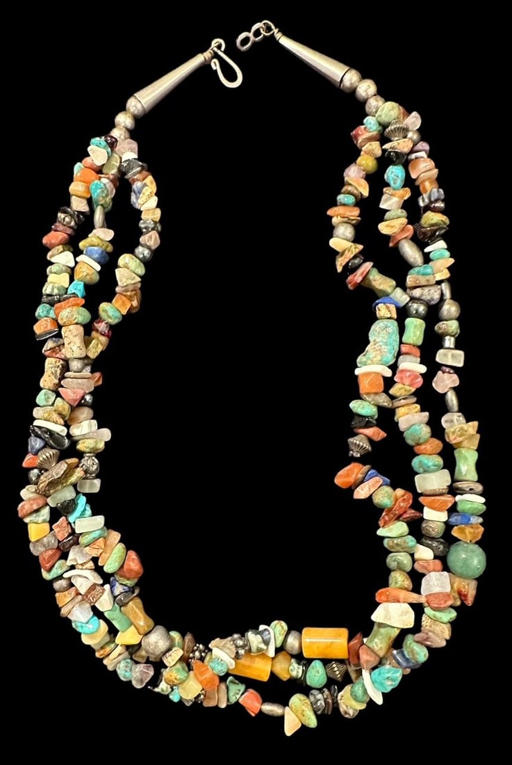 Native American Three Strand Multi Stone Necklace (1 of 2)