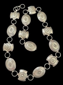 Native American Sterling Silver Concho Belt