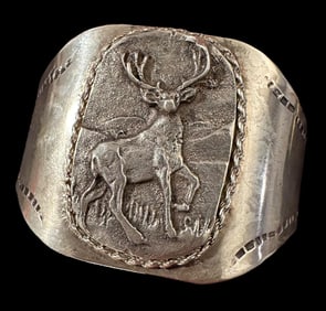 James Shay Signed Navajo Sterling Cuff Bracelet