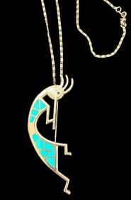 Signed Sterling Kokopelli Pendant Necklace or Pin