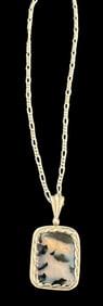 Sterling and Dendritic Moss Agate Pendant Necklace
