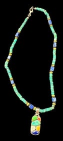 Native American Sterling silver and Stone Pendant Necklace