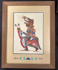 Original Richard Duwyenie Wolf Kachina Watercolor Painting