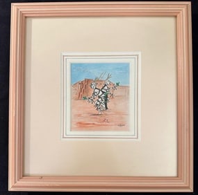 Original J.D. Roybal Clown Dancer Watercolor Painting