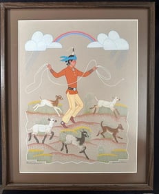 Original Haskay Yahme Yah (Harrison Begay (1917-2012) Watercolor/Pen& Ink Painting