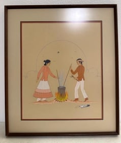 Native American Original Painting Signed By Johnny Secatero