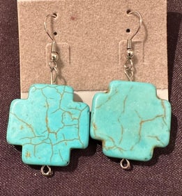 Native American Turquoise Cross Earrings