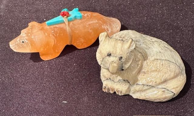 Lot of  Two Hand Carved Stone Native American Animal Fetishes (1 of 2)