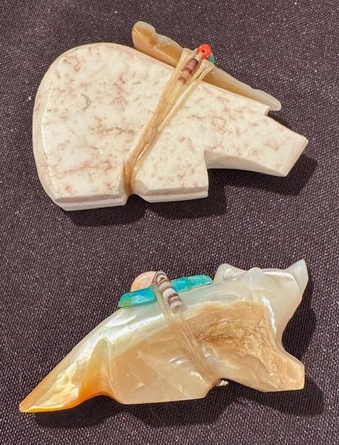 Lot of Two Hand Carved Stone Native American Bear Fetishes (1 of 3)