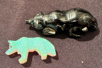 Lot of Two Hand Carved Native American Animal Fetishes