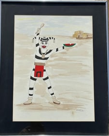 D.L. Pruden Signed Hopi Clown Dancer Original Watercolor Painting