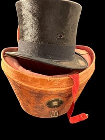 Antique Collins and Fairbanks Beaver Fur Top Hat and Hat Case Late 1700s