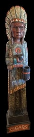 Hand Carved Cigar Store Advertising Native American Indian 5 1/2' Tall Polychrome