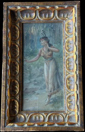 W.A. Mosberger Signed Original Watercolor of a Native American Woman