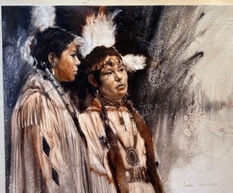 "Watching The Pow Wow" Study #2 Original Artwork By Louis Maestas