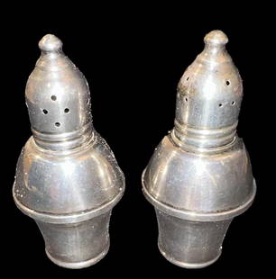 Vintage Ouchii Weighted Sterling Salt and Pepper Shakers: Vintage weighted sterling salt and pepper shakers. By Ouchii creation. Measures 3.5". Domestic shipping $8. USPS shipping cost only, no additional fees for in-house materials or handling.