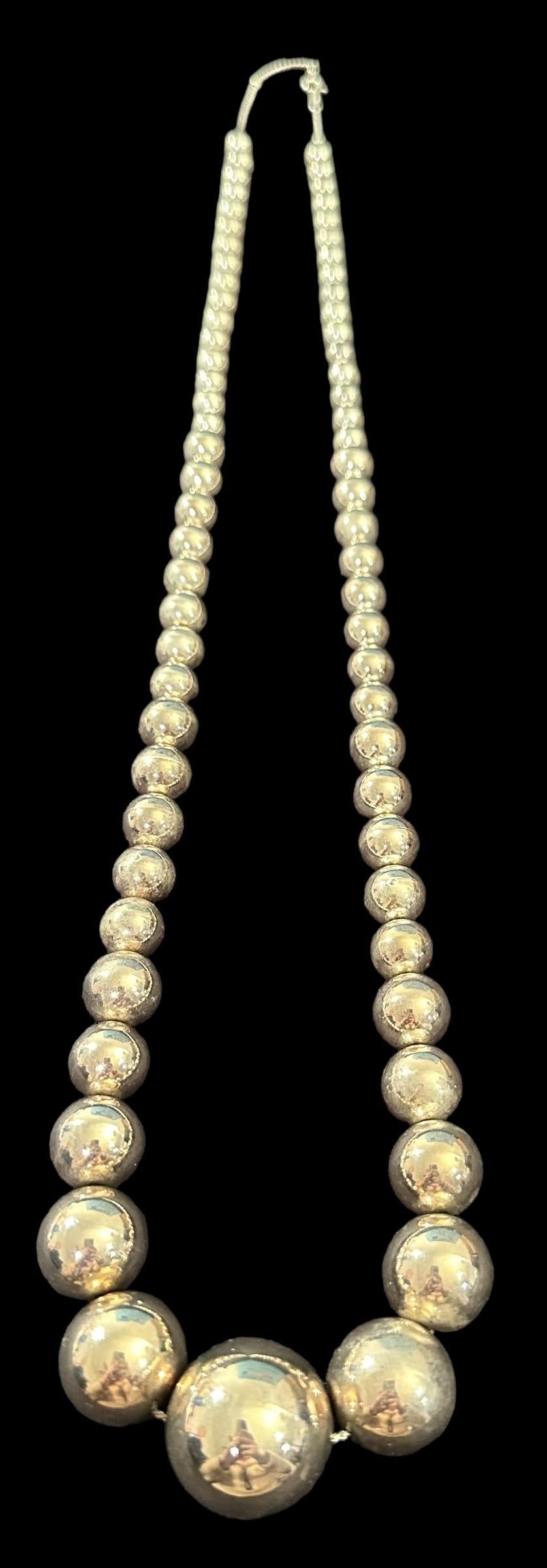 Sterling Navajo Pearl Bead Necklace (1 of 1)