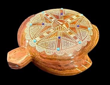 Native American Carved Stone Turtle Fetish Signed J. Nastacio Zuni