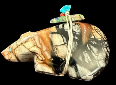 Native American Carved Marble Bear Fetish Zuni