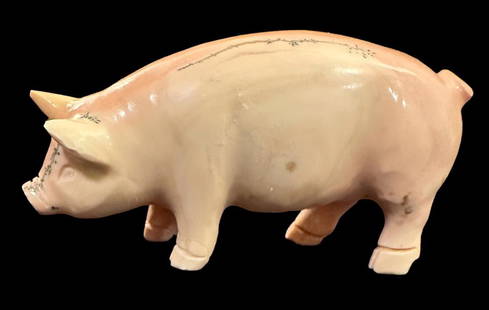 Carved Stone Pig Figure: Carved stone pig figure. Measures 3". Domestic shipping $6. USPS shipping cost only, no additional fees for in-house materials or handling.