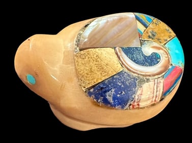 Native American Signed Tascua Nut Turtle Fetish Jayne Quam