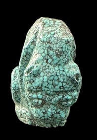 Antique Carved of Natural Chinese Mountain Spiderweb Turquoise Tiger