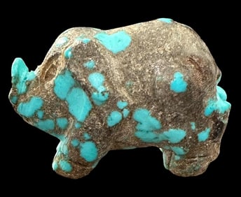 Antique Natural Chinese Carved Hubei Turquoise Pig