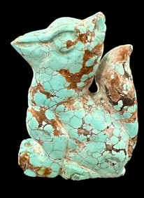 Antique Carved of Natural Chinese Mountain Spiderweb Turquoise Mythical Creature