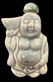 Chinese Celadon Porcelain Glazed Buddha Snuff Bottle