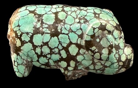 Antique Chinese Natural Carved Hubei Turquoise Pig