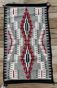 Mae Tso Storm Pattern Navajo Woven Rug with COA