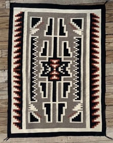 Two Grey Hills Native American Woven Rug/Wall Hanging