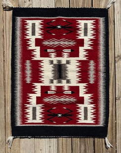 Native American Wall Hanging - Storm Mountain Pattern: Native American hand woven wall hanging in Storm Mountain pattern. Measures 31" x 24". Domestic or International shipping calculated at the end of the auction. USPS shipping cost only, no