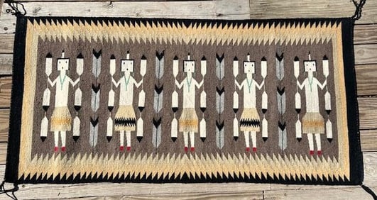 Native American Hand Woven Yei Design Rug