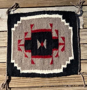 Navajo Native American Hand-Woven Wall Hanging: Native American hand-woven wall hanging. Measures 16" x 15". Domestic shipping $16. International shipping calculated at the end of the auction. USPS shipping cost only, no additional fees for