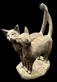 "Two's Company" Cat Sculpture by Paul Jenkins