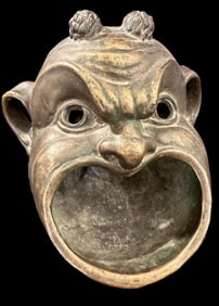 Antique Devil's Head Bronze Ashtray