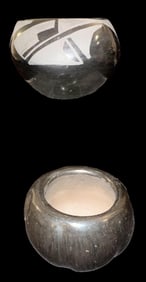 Pair of Blackware Miniature Vases Santa Clara Pueblo
