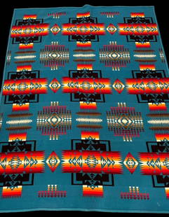 Pendleton Beaver State Wool Blanket: Pendleton reversible Beaver State blanket/throw. Southwest pattern. 82% wool, 18% cotton. Measures 63" x 80". Domestic shipping $20. USPS shipping cost only, no additional fees for in-house materials