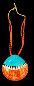 Santo Domingo Pueblo Kewa Shell and Coral Pendant Necklace