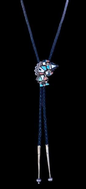 Zuni Sterling Bent Man Bolo Tie