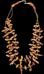 Santo Domingo Double Strand Amber Necklace Signed Lavina Tsikewa